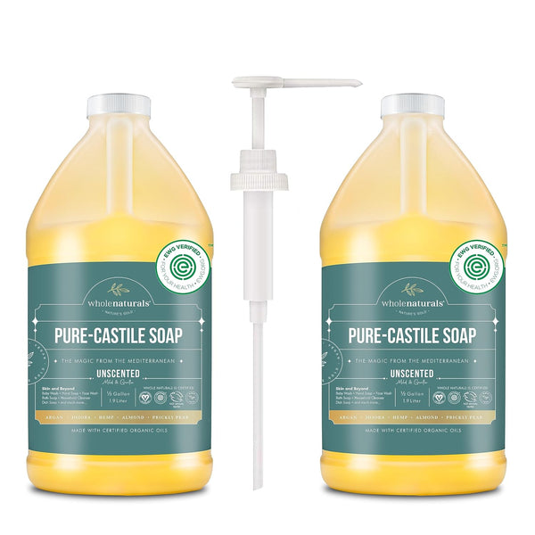 WHOLENATURALS Pure Castile Soap Liquid, EWG Verified & Certified Palm Oil Free