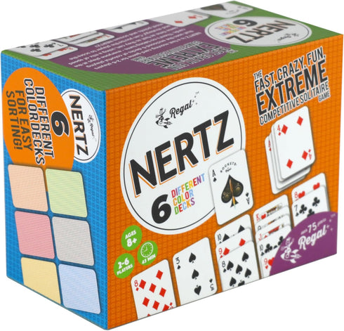 6 Pack 6 Regal Games Nertz Card Game for Kids & Adults - Decks of Cards - Color Wide-Size Decks & Fun Playing Cards