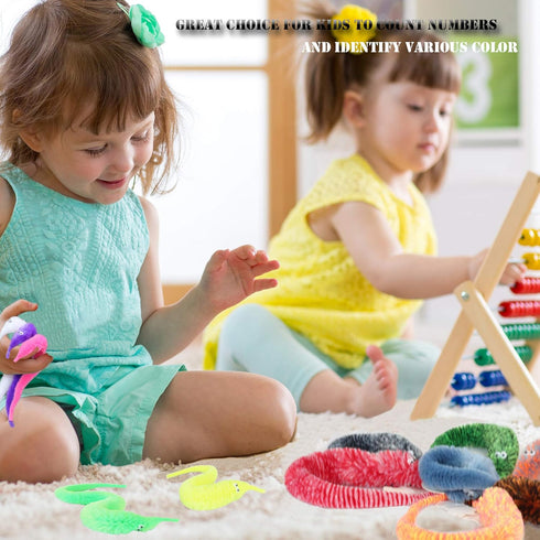 64 Pcs Worms on Invisible String, Carnival Party Favors for Kids Birthday Christmas, Random Colors