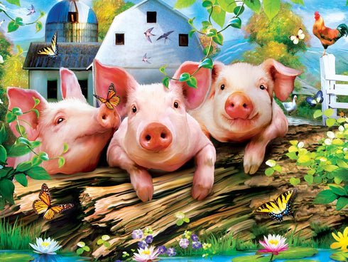 Masterpieces 300 Piece EZ Grip Jigsaw Puzzle - Three Lil' Pigs, 18"x24"