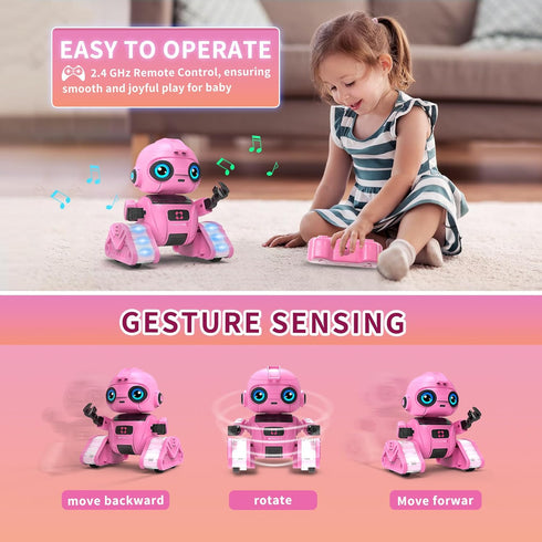 6+ Robot Toys for Boys and Girls, Rechargeable Remote Control Robot with Auto-Demonstration, Light Projection, Dance