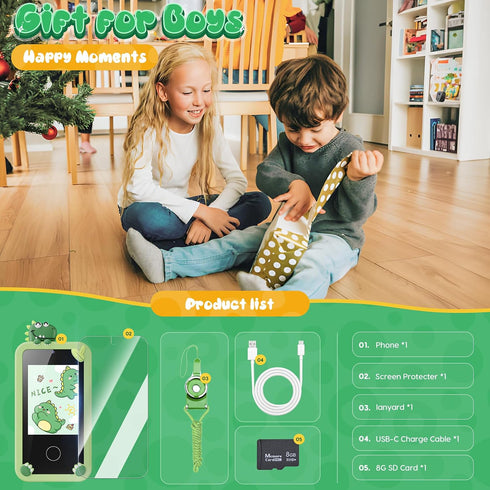 Kids Smart Phone Toys - Dinosaurs Gift for Boys Ages 3-9, Mini Smart Phone with 16 Learning Games, 2.8" Touchscreen