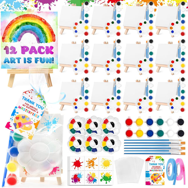 BOIKOKY 12 Pack DIY Mini Canvas Painting Party Favor Bags - Includes