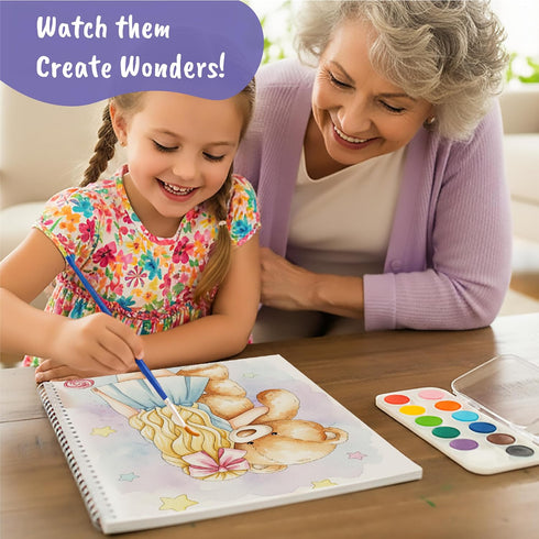 5 12 1 15 Water Coloring Book for Beginners Painting Kits for Kids Ages and up. Watercolor Book with Paint Palettes