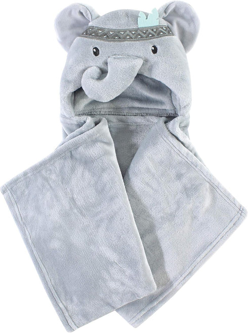 Little Treasure Unisex Baby Plush Hooded Blanket, Tribal Elephant, One Size