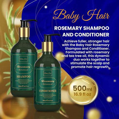 Set B3, Baby Hair Botanical Shampoo & Conditioner - Anti Hair Fall & Hair Growth Formulas with Panthenol, Tea Tree Oil