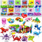 BAOXUE 24 Packs Valentines Day Cards for Kids School, Animal Building Block Set,