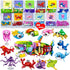 BAOXUE 24 Packs Valentines Day Cards for Kids School, Animal Building Block Set,