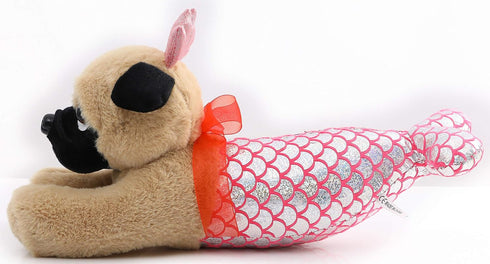 Pug-Mermaid Stuffed Animal, Pug Dog Wearing Mermaid Costume Plushies, 13 Inch Funny Gift for Kids