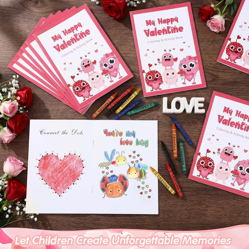 20 Set 20 Spakon Valentines Day Coloring Book for Kids with Crayons, Valentine School Party Favors Small Activity Books