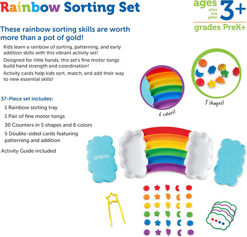 Learning Resources Rainbow Sorting Set, 37 Pieces Educational Toys for Ages 3+, Fine Motor Skills and Sorting