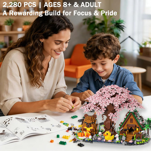 STUDYBOCKS Sets 2280PCS 8+ Capybara Cherry Blossom Bonsai Tree House Building for Adults & Kids - Micro Mini Blocks
