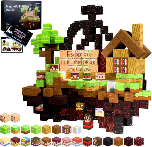 Moiuyrt 150 PCS 1in Magnetic Blocks, Magnetic Building Blocks for Kids, Light up