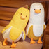 12" PEACH CAT Banana Duck Plush Toy Cute Plushie Hugging Plush Pillow Duck Stuffed Animal for Girls and Boys White