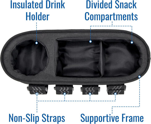 Habitat Universal Stroller Snack Tray with Insulated Cup Holder - Divided Compartment with Secure Non-Slip Straps |