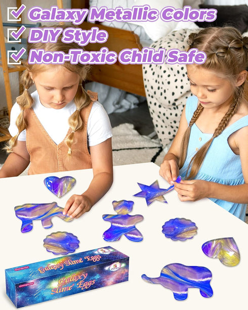 5 Pack Greingways Prefilled Easter Eggs Galaxy Slime Toys, Teens Easters Basket Stuffers Egg Fillers, Easter Games Gift