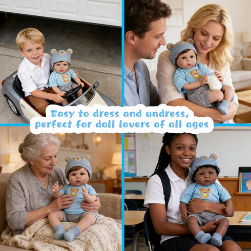 20-22 Inches Set EKOKIZ Reborn Baby Dolls Clothes for Boys and Girls Blue Bear Patterned Fashion Realistic Baby Doll