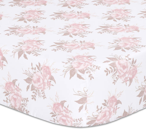 The Peanutshell Grace Fitted Crib Sheet for Baby Girls