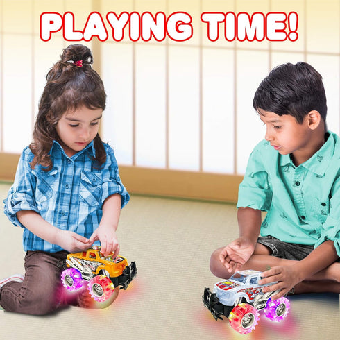 ArtCreativity Light Up Monster Truck Set - 2, 6 Inch Trucks with Flashing LED Tires, Best Gift for Kids