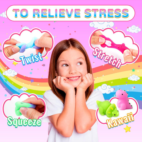 OCTERIC 150 Pack Pack Mochi Squishy Toys Kawaii Squishies Stress Relief Toys Boys Girs Party Favors Bulk Birthday Gifts