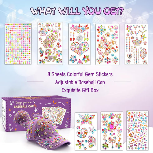 Coosilion Gifts for Girls 4-12 Years Old - Decorate Your Own Baseball Cap with Cute Stickers, Arts & Crafts