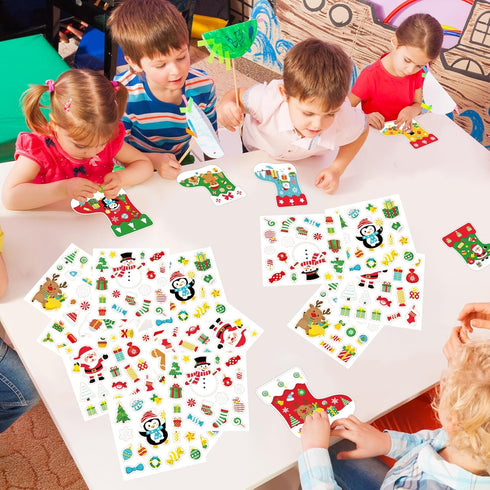 COCHIE 48Pcs DIY Christmas Craft Kits for Kids, Christmas Tree Stockings Ornaments Kit, Make Your Own Christmas