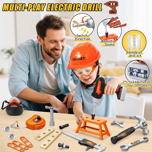 Set 48 Set 3 4 5 6 7, Kids Tool Toys, Pcs Toddler Tool with Portable Tool Box, Electronic Toy Drill & Electric