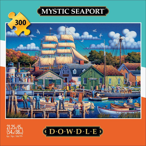 Buffalo Games - Dowdle - Mystic Seaport - 300 Piece Jigsaw Puzzle for Adults 14 and up Challenging Puzzle Perfect for Game Nights - Finished Puzzle Size is 21.25 x 15.00