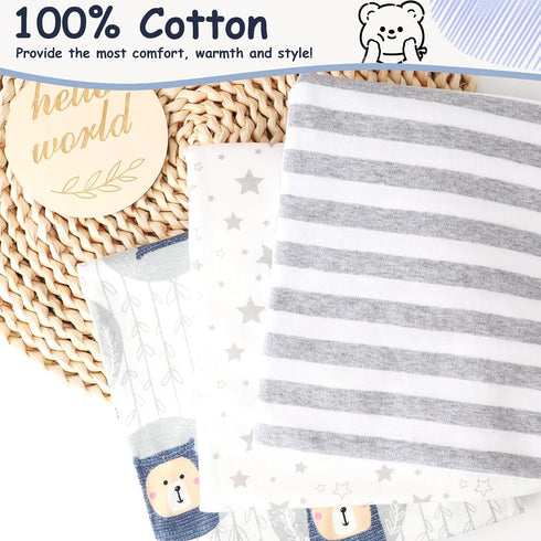 Set Sets DRESHOW BQUBO Cotton Baby Swaddle Hat Newborn Infant Receiving Blankets with Bear Ears Hat Wooden Birth