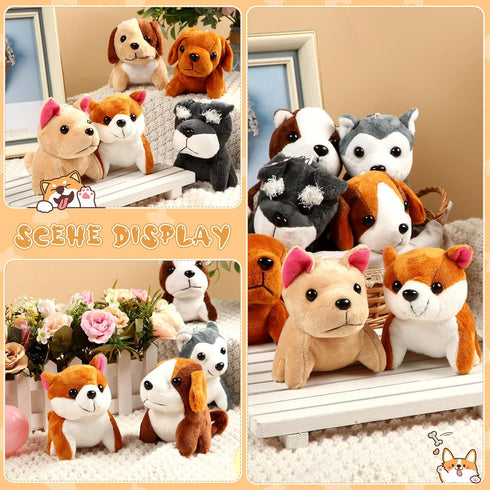 Sumind 9 Pcs Mini Plush Dog Stuffed Animals, Bulk Dog Plush Party Favors for Goodie Bag Fillers