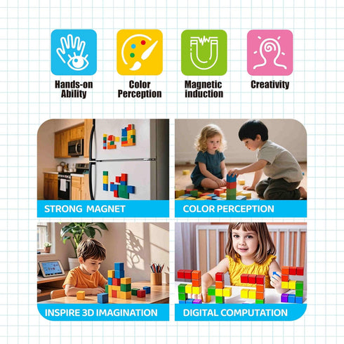 SmartYeen 100PCS 3-8 Magnetic Blocks,Magnetic Building Blocks for Toddlers Sensory & STEM Montessori Toys,Ideal Gifts