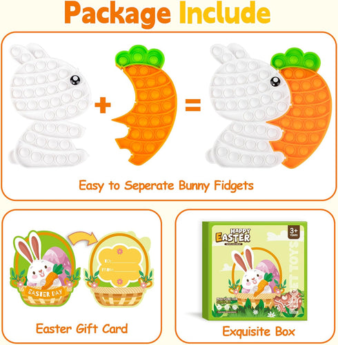 Woplagyreat Easter Fidget Toys, Bunny Carrot Easter Basket Stuffers for Kids Toddler,Puzzle Bubble Sensory Popper