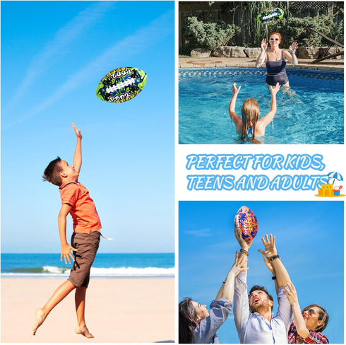 2 Pieces Waterproof Water Football for Kids, 9 Inch Beach Football for Pool Game, Dark Blue and Orange