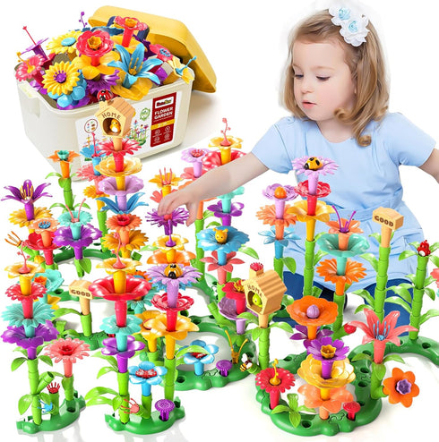Garbo Star 3 4 5 3-5 Flower Garden Building Toys for Girls, Educational Activity Preschool Birthday Gifts for Year Old