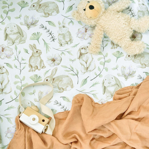 2 Pack 38X26 Pack 100% TCBunny Premium Fitted Baby Mini Crib Sheets, N Play Bassinet Sheets - Ultra-Soft Cotton