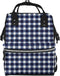Qewfoju Navy blue Gingham 1 Pattern Diaper Bag Backpack Multifunctional Baby Bags for