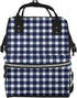 Qewfoju Navy blue Gingham 1 Pattern Diaper Bag Backpack Multifunctional Baby Bags for
