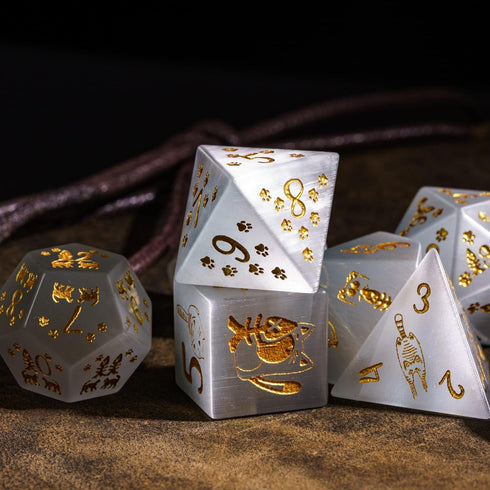 UDIXI Gemstone Dice Set | 7PCS Stone DND Dice with Gift Case for Dungeons and Dragons & MTG