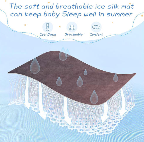 EtherSpher 28" 52" Brown Gradient Cooling Baby Bed Mattress x Washable Crib Padding for Sides for Kids, Adult