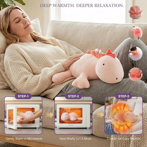 OSOCU 1.4 Lb 16" Microwavable Heating Pad Pink Stegosaurus Plush - Weighted Stuffed Animal Toy with Tourmaline Beads