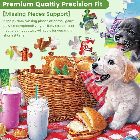 VOLUVOLU 100 6-8 8-10 100 3-5 Adults-15 19 Piece Dog Puzzles for Kids Ages - Picnic Puppy Jigsaw Puzzles - Piece Senior