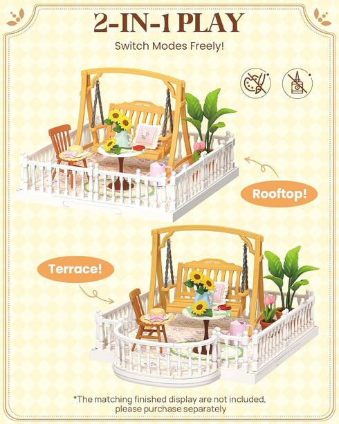 Rolife Super Creator Series Accessroies, DIY Mini Flower Garden Scenery Kit, Miniature Dollhouse Castle Building Kit's