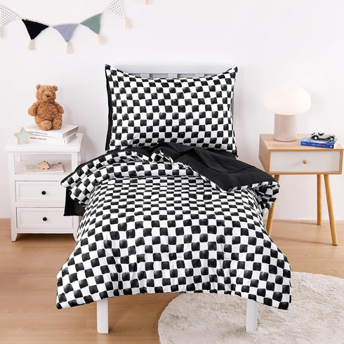 Wake In Cloud - Toddler Bedding Set for Boys Girls, Cute Gingham