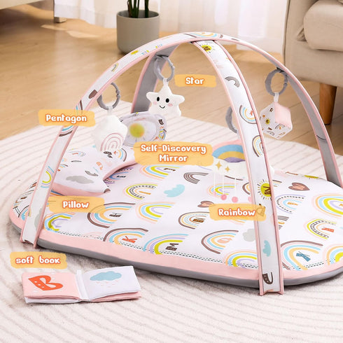 ZILLYBEE 7 1 Tummy Baby Play Gym Mat, Activity Gym & Plat Mat for Child Baby Girls, in Time Stage-Based Mat for Infant