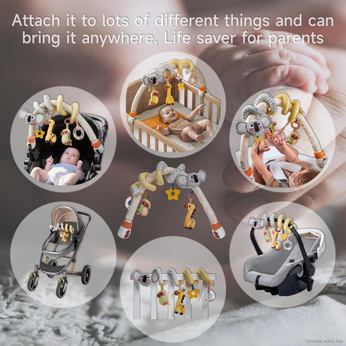 2 1 0 3 6 9 12 24 TUMAMA in Spiral Car Seat Toys Arch Stroller Toy Baby Hanging Toys with Clip Adjustable Detachable