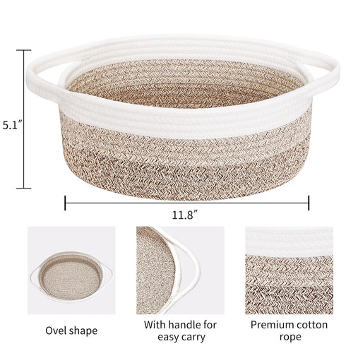 ABenkle Small Basket with Handles - Decorative Durable Rope Woven Storage Bin, Easter Baby Gift Basket