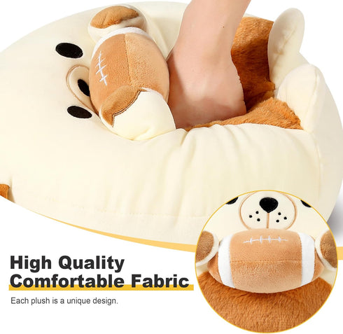 12 inch Onsoyours Original Bulldog Plush with Football, Cute Sport Dog Brown-White Stuffed Animal, Ultra Soft