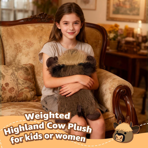20 inch Onsoyours Original Weighted & Heatable Highland Cow Stuffed Animals, Microwavable Plushies for Stress Relief