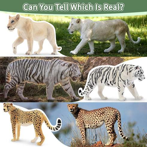12PCS Set Toymany Big Cat Wild Animal Figurines, Realistic Safari Animals Includes