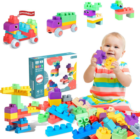 Soft Building Blocks for Toddlers, 20 PCS Large Creative Stacking Blocks, Colorful STEM Blocks for Kids 6 Months and Up
